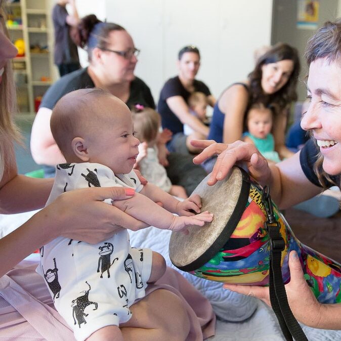 Michelle shares Djembe with baby